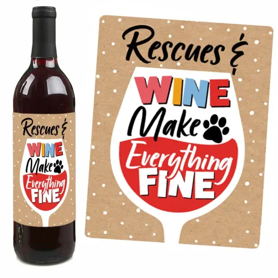 Big Dot of Happiness Happy Gotcha Day - Dog and Cat Pet Adoption Party Decorations for Women and Men - Wine Bottle Label Stickers - Set of 4 {7}