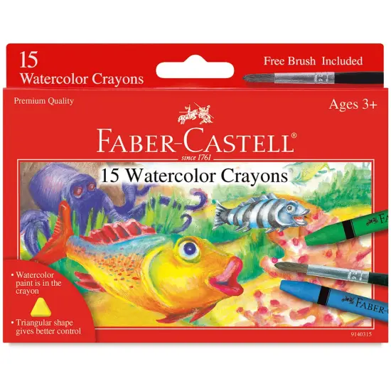 Faber-Castell Set of 15 Watercolor Crayons with Brush - Set of 15 {1}