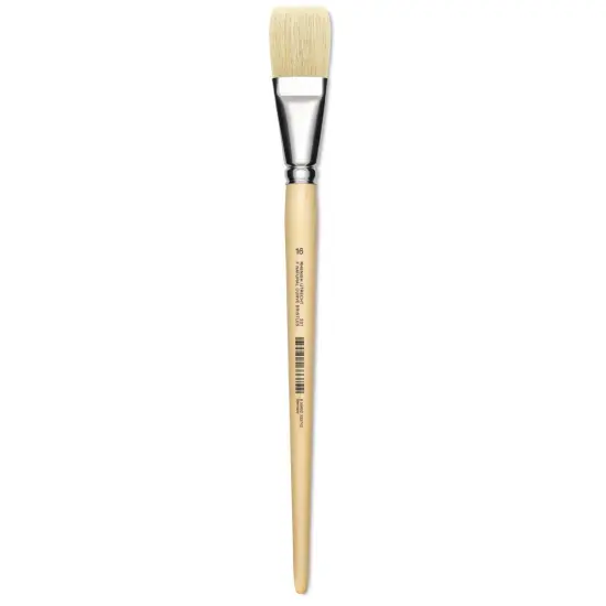 Utrecht Rhenish Pure Hog Bristle Brush - Flat, Size 16, Long Handle {2}