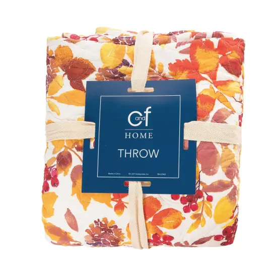 Cordelia Watercolor Leaves 100% Cotton Quilted Accent Throw Blanket 48" x 60" {3}