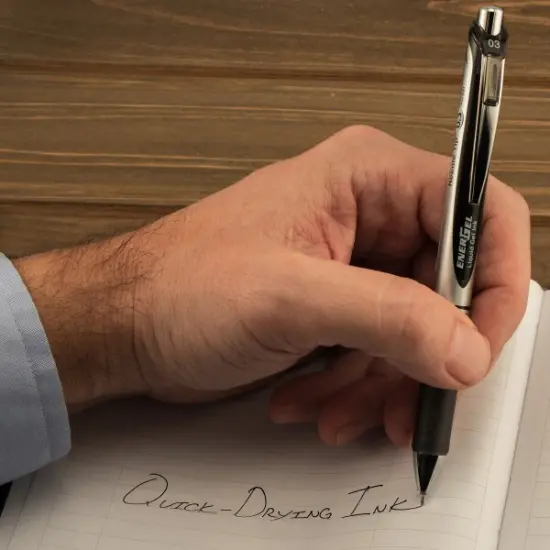 EnerGel RTX Retractable Liquid Gel Pen, (0.3mm) Needle Tip, Extra Fine Line, Black Ink {4}