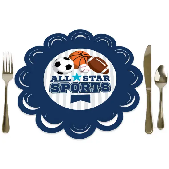 Big Dot of Happiness Go, Fight, Win - Sports - Baby Shower or Birthday Party Round Table Decorations - Paper Chargers - Place Setting For 12 {1}