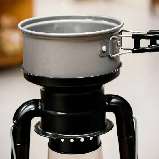 Rayo Heater Cooker Emergency Lantern, Non-Electric Fuel Lamp with Cooking Pot for Camping or Emergencies, 10-12 Hour Burn, Black, 15" {6}