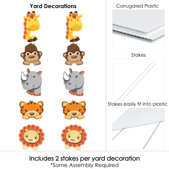 Big Dot of Happiness Funfari - Fun Safari Jungle Lawn Decorations - Outdoor Baby Shower or Birthday Party Yard Decorations - 10 Piece {7}