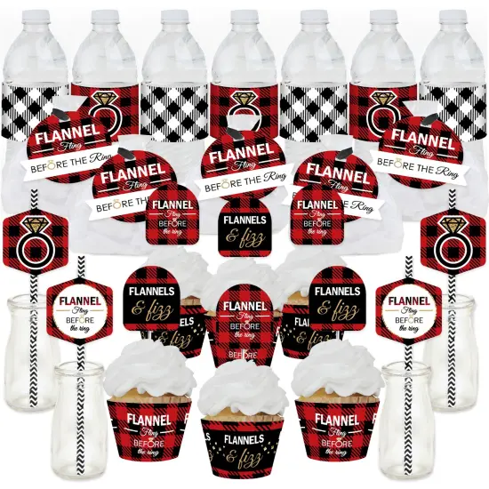 Big Dot of Happiness Flannel Fling Before The Ring - Buffalo Plaid Bachelorette Party Favors and Cupcake Kit - Fabulous Favor Party Pack - 100 Pieces {1}