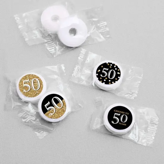 Big Dot of Happiness Adult 50th Birthday - Gold - Round Candy Sticker Party Favors - Labels Fits Chocolate Candy (1 sheet of 108) {4}