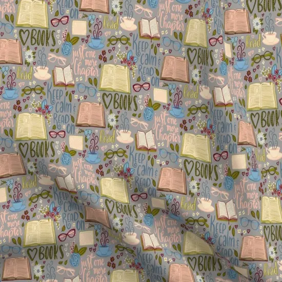 Various Fabrics by the Yard or Fat Quarter Chapter Book Lover Grey Reading Books Hygge Library Time Custom Printed Fabric by Spoonflower {5}
