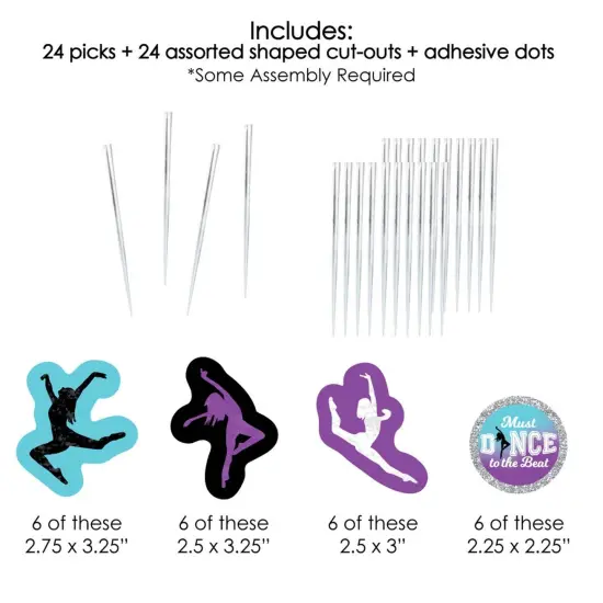 Big Dot of Happiness Must Dance to the Beat - Dance - Dessert Cupcake Toppers - Birthday Party or Dance Party Clear Treat Picks - Set of 24 {7}