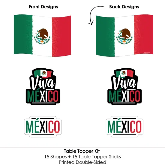 Big Dot of Happiness Viva Mexico - Mexican Independence Day Party Centerpiece Sticks - Table Toppers - Set of 15 {6}