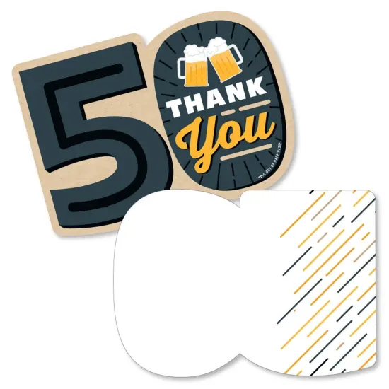 Big Dot of Happiness Cheers and Beers to 50 Years - Shaped Thank You Cards - 50th Birthday Party Thank You Note Cards with Envelopes - Set of 12 {1}