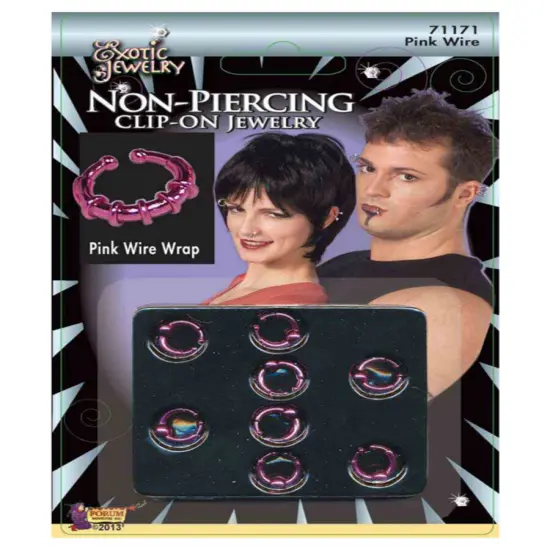 1 Fake Pink Clip-on Costume Accessory Earring Lip Wire Wrap Ring Body Hoop {1}