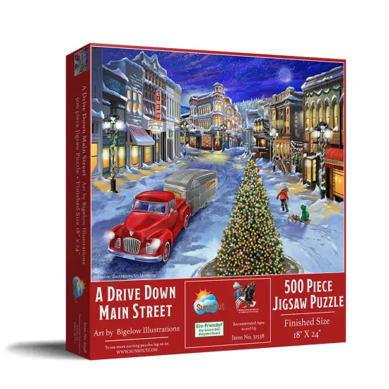 Sunsout A Drive Down Main Street 500 pc Christmas Jigsaw Puzzle 31538 {3}