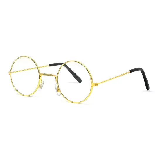 Big Mo's Toys Gold Wire Rimmed Round Costume Glasses, 1 Pair {1}
