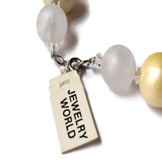 21 Inch Frosted Clear and Golden Yellow Vintage Beaded Necklace {6}