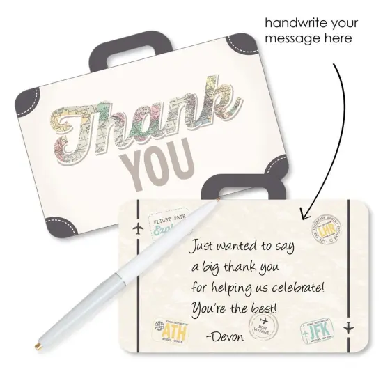 Big Dot of Happiness World Awaits - Shaped Thank You Cards - Travel Themed Party Thank You Note Cards with Envelopes - Set of 12 {3}