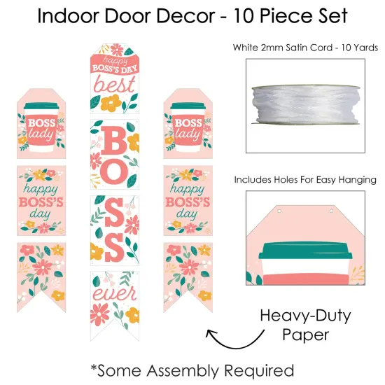 Big Dot of Happiness Female Best Boss Ever - Hanging Vertical Paper Door Banners - Women Boss's Day Wall Decoration Kit - Indoor Door Decor {6}