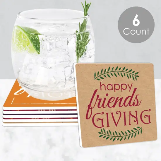 Big Dot of Happiness Friends Thanksgiving Feast - Funny Friendsgiving Party Decorations - Drink Coasters - Set of 6 {3}
