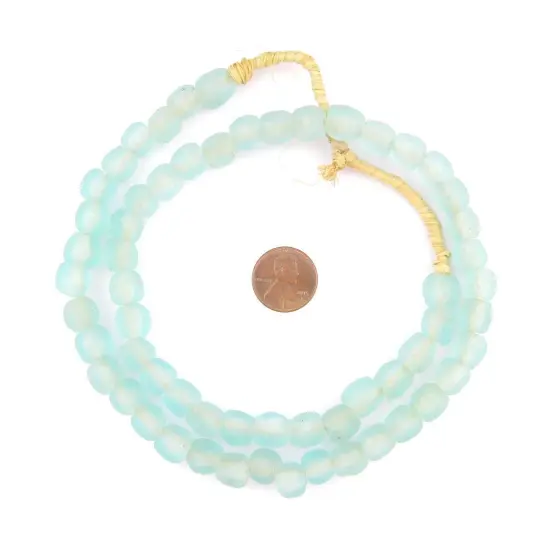 The Bead Chest&reg; African Recycled Glass Beads, 9mm - Full Strand Eco-Friendly Fair Trade Sea Glass Beads from Ghana Handmade Ethnic Round Spherical Tribal Boho Krobo Spacer Beads Amber {2}