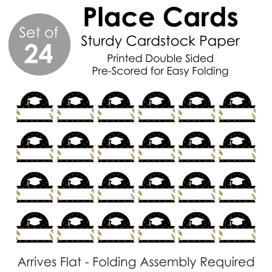 Big Dot of Happiness Tassel Worth The Hassle - Gold - Graduation Party Tent Buffet Card - Table Setting Name Place Cards - Set of 24 {7}