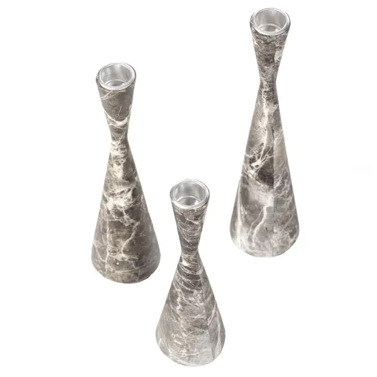 Marble Resin Candle Holders - Set of 3 Exquisite Decorative Taper Candlesticks for Luxurious Home Decor, Elegant Dining Table Centerpieces, Stylish Interior Accents, and Exclusive Event Illumination {9}