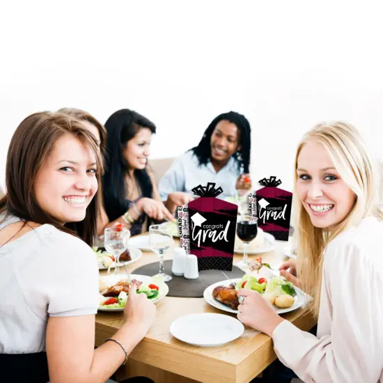 Big Dot of Happiness Maroon Graduation Table Decorations - Party Fold and Flare Centerpieces - 10 Count {7}