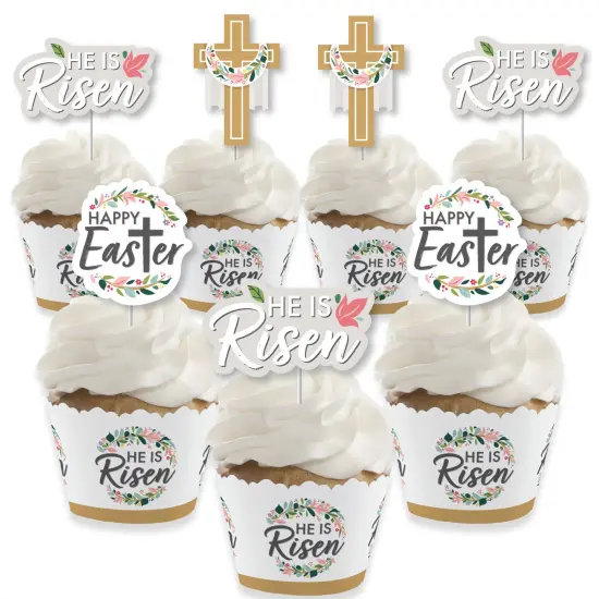 Big Dot of Happiness Religious Easter - Cupcake Decoration - Christian Holiday Party Cupcake Wrappers and Treat Picks Kit - Set of 24 {1}