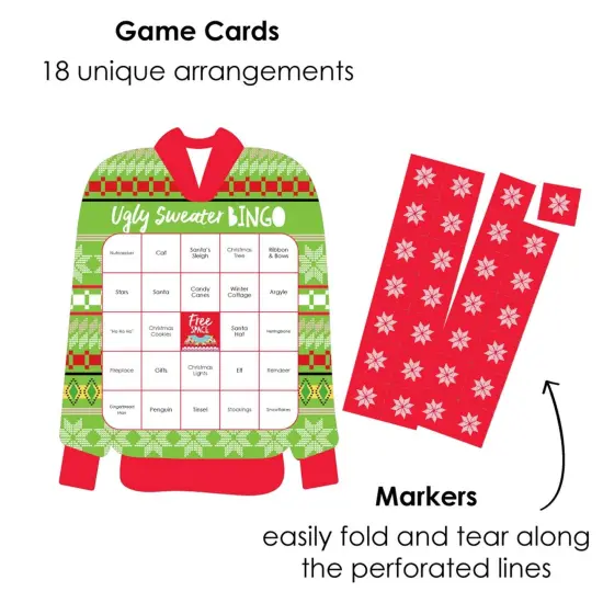 Big Dot of Happiness Wild and Ugly Sweater Party - Bar Bingo Cards and Markers - Holiday and Christmas Animals Party Shaped Bingo Game - Set of 18 {3}