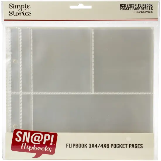 Simple Stories Sn@p! Pocket Pages For 6"X8" Flipbooks 10/Pkg-(1) 4"X6" & (2) 3"X4" Pockets {1}