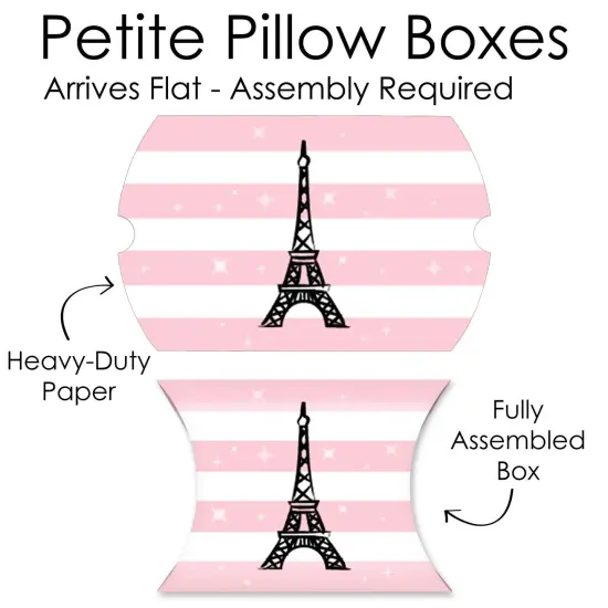 Big Dot of Happiness Paris, Ooh La La - Favor Gift Boxes - Paris Themed Baby Shower or Birthday Party Petite Pillow Boxes - Set of 20 {7}