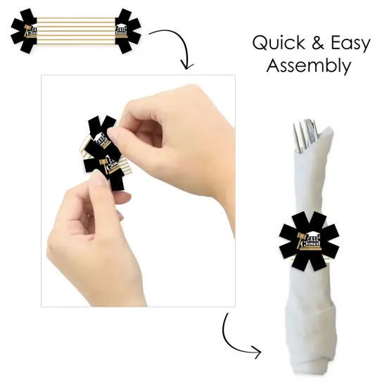 Big Dot of Happiness Law School Grad - Future Lawyer Graduation Party Paper Napkin Holder - Napkin Rings - Set of 24 {6}