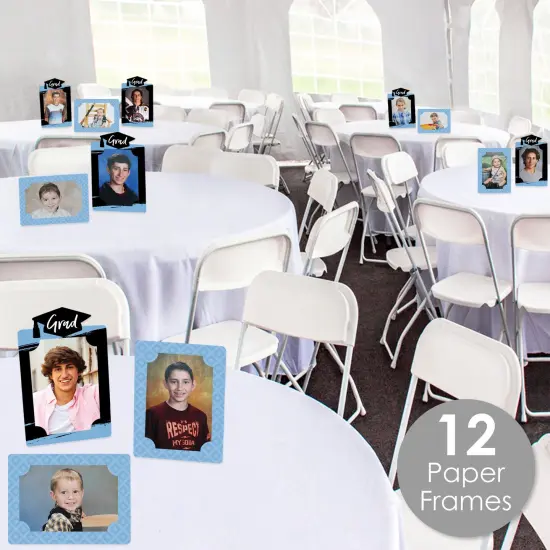 Big Dot of Happiness Light Blue Graduation Party Centerpieces - 4x6 Picture Display - Paper Photo Frames - Set of 12 {3}