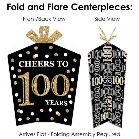 Big Dot of Happiness Adult 100th Birthday - Gold - Birthday Party Decor and Confetti - Terrific Table Centerpiece Kit - Set of 30 {6}