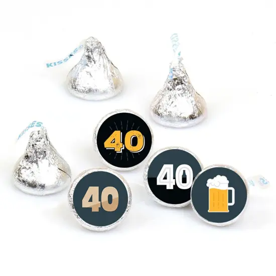 Big Dot of Happiness Cheers and Beers to 40 Years - 40th Birthday Party Round Candy Sticker Favors - Labels Fits Chocolate Candy (1 sheet of 108) {1}