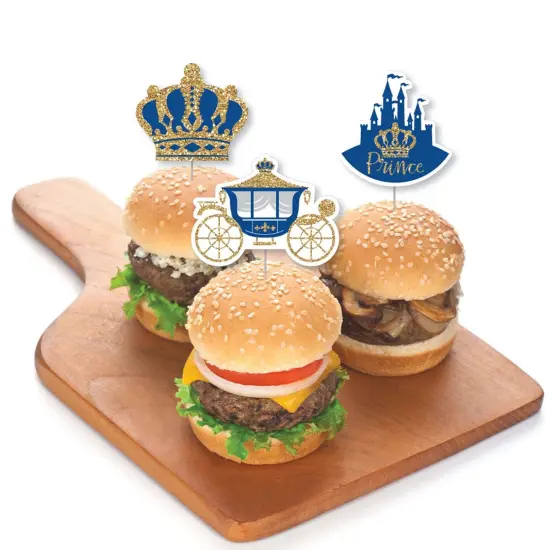 Big Dot of Happiness Royal Prince Charming - Dessert Cupcake Toppers - Baby Shower or Birthday Party Clear Treat Picks - Set of 24 {4}