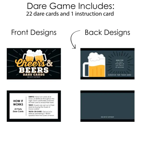 Big Dot of Happiness Cheers and Beers Happy Birthday - Birthday Party Game Scratch Off Dare Cards - 22 Count {6}