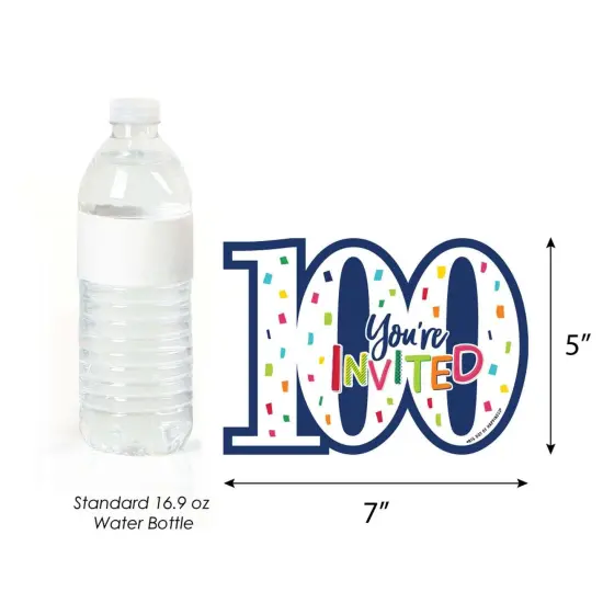 Big Dot of Happiness 100th Birthday - Cheerful Happy Birthday - Shaped Fill-In Invite - One Hundredth Birthday Invites Cards with Envelopes -Set of 12 {6}