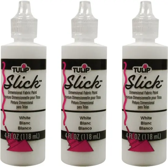 Multipack of 3 - Tulip Dimensional Fabric Paint 4oz-Slick - White {1}