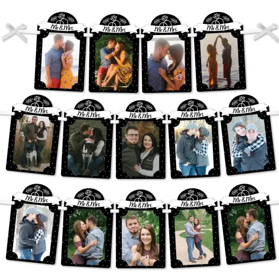 Big Dot of Happiness Mr. and Mrs. - DIY Black and White Wedding or Bridal Shower Decor - Picture Display - Photo Banner {1}