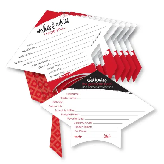 Big Dot of Happiness Red Grad - Best is Yet to Come - 2-in-1 Red Graduation Party Cards - Activity Duo Games - Set of 20 {1}