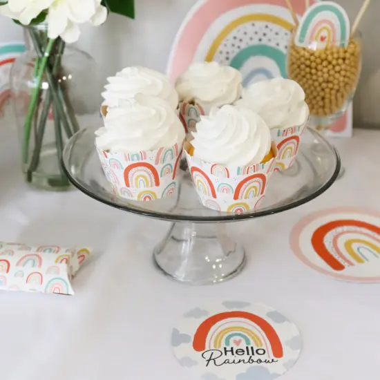 Big Dot of Happiness Hello Rainbow - Boho Baby Shower and Birthday Party Decor - Party Cupcake Wrappers - Set of 12 {6}