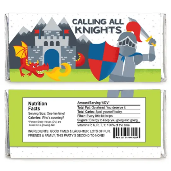 Big Dot of Happiness Calling All Knights and Dragons - Candy Bar Wrapper Medieval Party or Birthday Party Favors - Set of 24 {3}