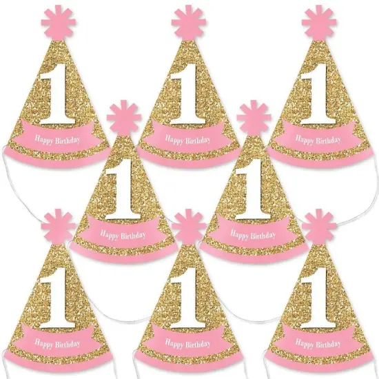 Big Dot of Happiness 1st Birthday Girl - Fun To Be One - Mini Cone First Birthday Party Hats - Small Little Party Hats - Set of 8 {1}