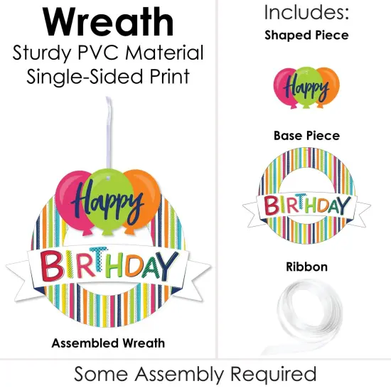 Big Dot of Happiness Cheerful Happy Birthday - Outdoor Colorful Birthday Party Decor - Front Door Wreath {4}