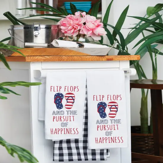 Flip Flops & The Pursuit Of Happiness Flour Sack Cotton Kitchen Towel {3}