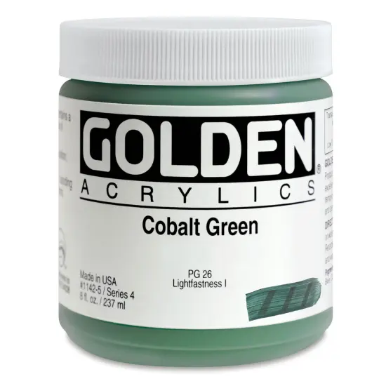 Golden Heavy Body Artist Acrylics - Cobalt Green, 8 oz Jar {1}