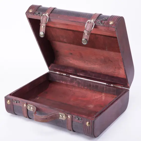Decorative Wooden Leather Suitcase {5}