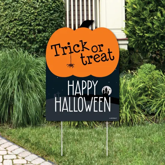 Big Dot of Happiness Trick or Treat - Outdoor Halloween Decorations - Happy Halloween Yard Sign - Welcome Yard Sign {1}