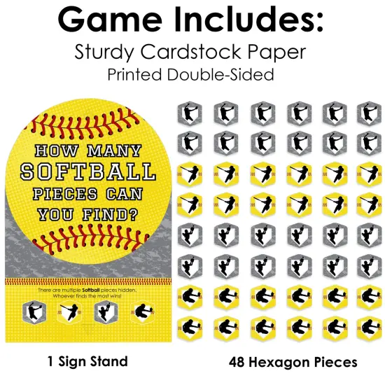 Big Dot of Happiness Grand Slam - Fastpitch Softball - Birthday Party or Baby Shower Scavenger Hunt - 1 Stand and 48 Game Pieces - Hide and Find Game {6}