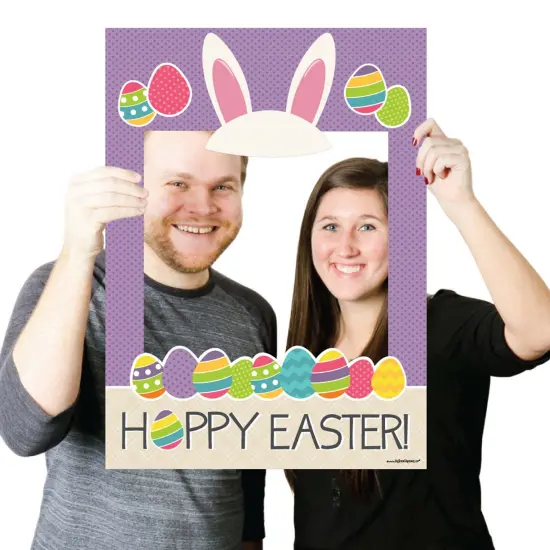 Big Dot of Happiness Hippity Hoppity - Easter Bunny Party Selfie Photo Booth Picture Frame & Props - Printed on Sturdy Material {4}