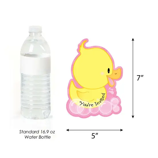 Big Dot of Happiness Pink Ducky Duck - Shaped Fill-in Invitations - Baby Shower or Birthday Party Invitation Cards with Envelopes - Set of 12 {6}